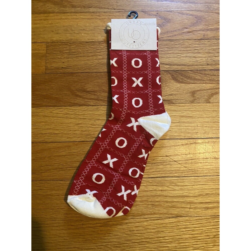 Urban Outfitters XO Crew Socks, Red & White, New!